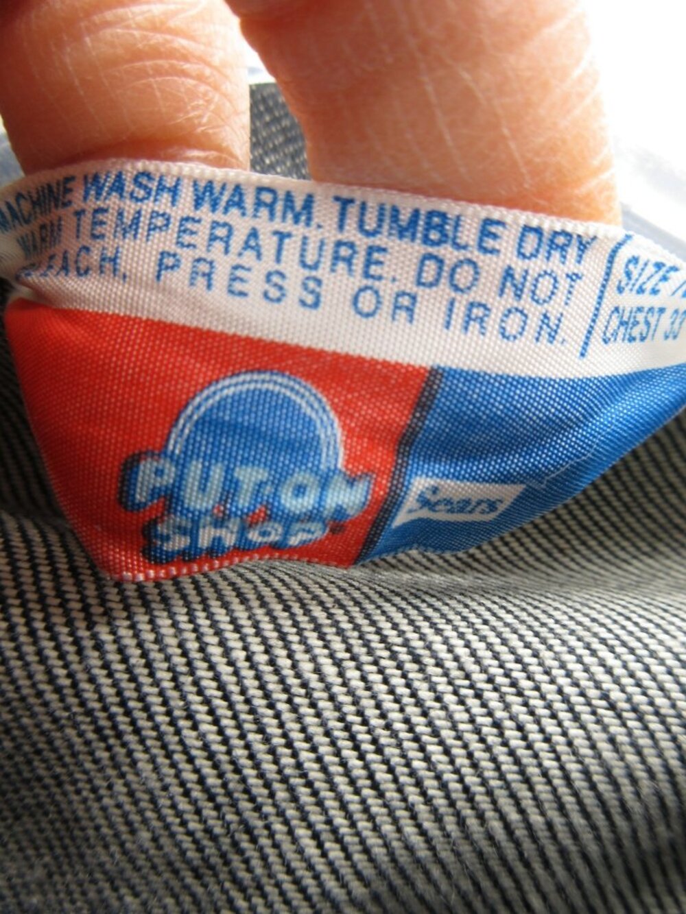 VTG Sears Toughskins Jacket Boys Youth 16 Trucker Denim Psychedelic Tie Dye - Picture 11 of 13